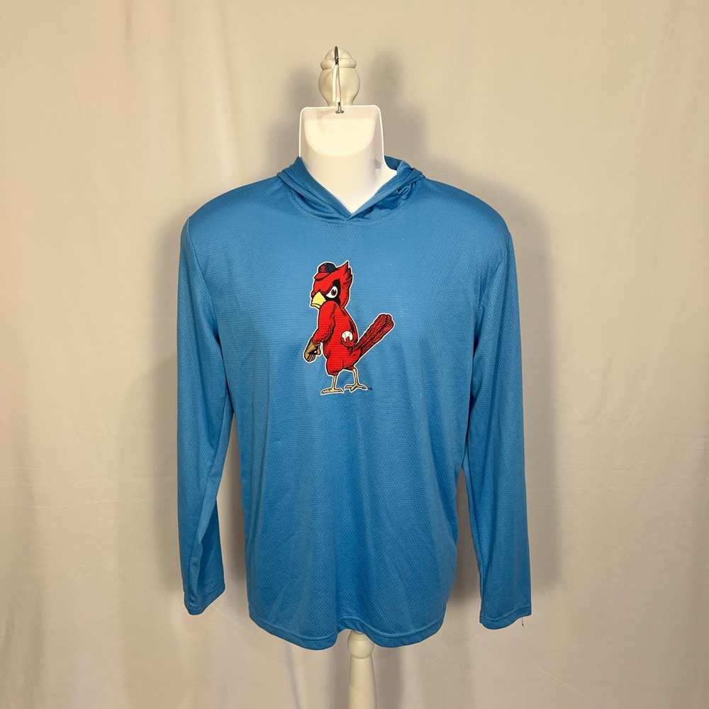 Blue Hoodie with Red Cardinal Graphic